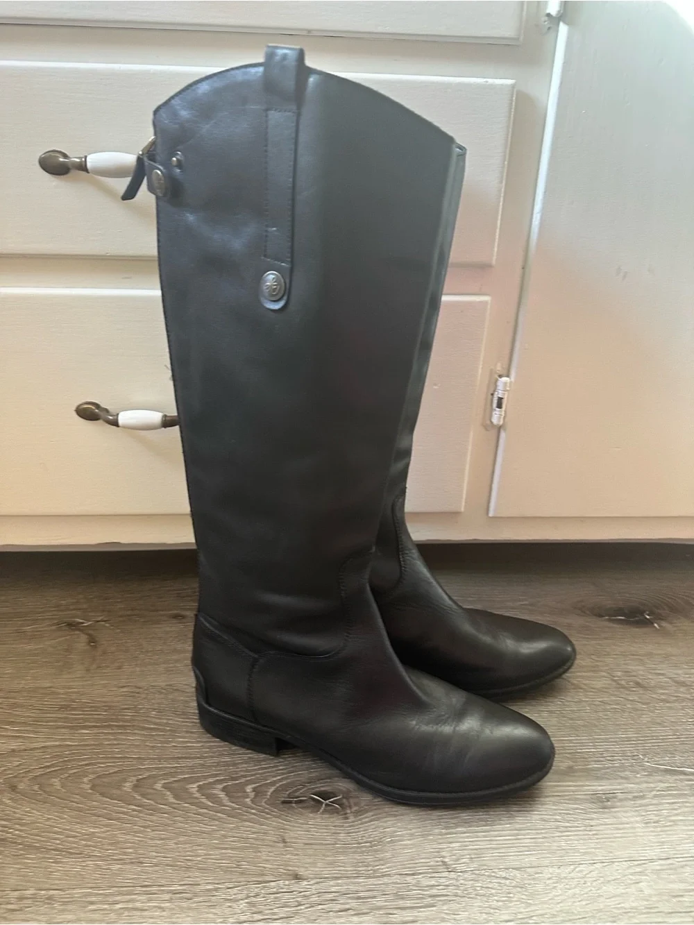 Sam Edelman Black Leather Tall Riding Boots